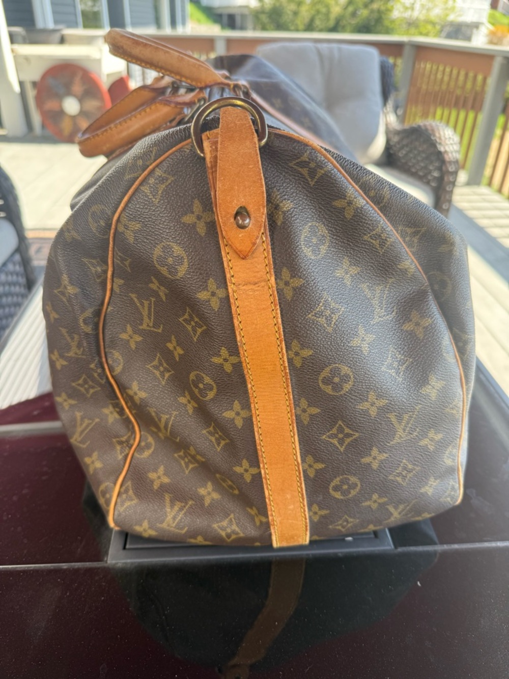 Louis Vuitton Monogram Canvas Travel Duffel with Tan Leather Trim - Picture 3 of 9